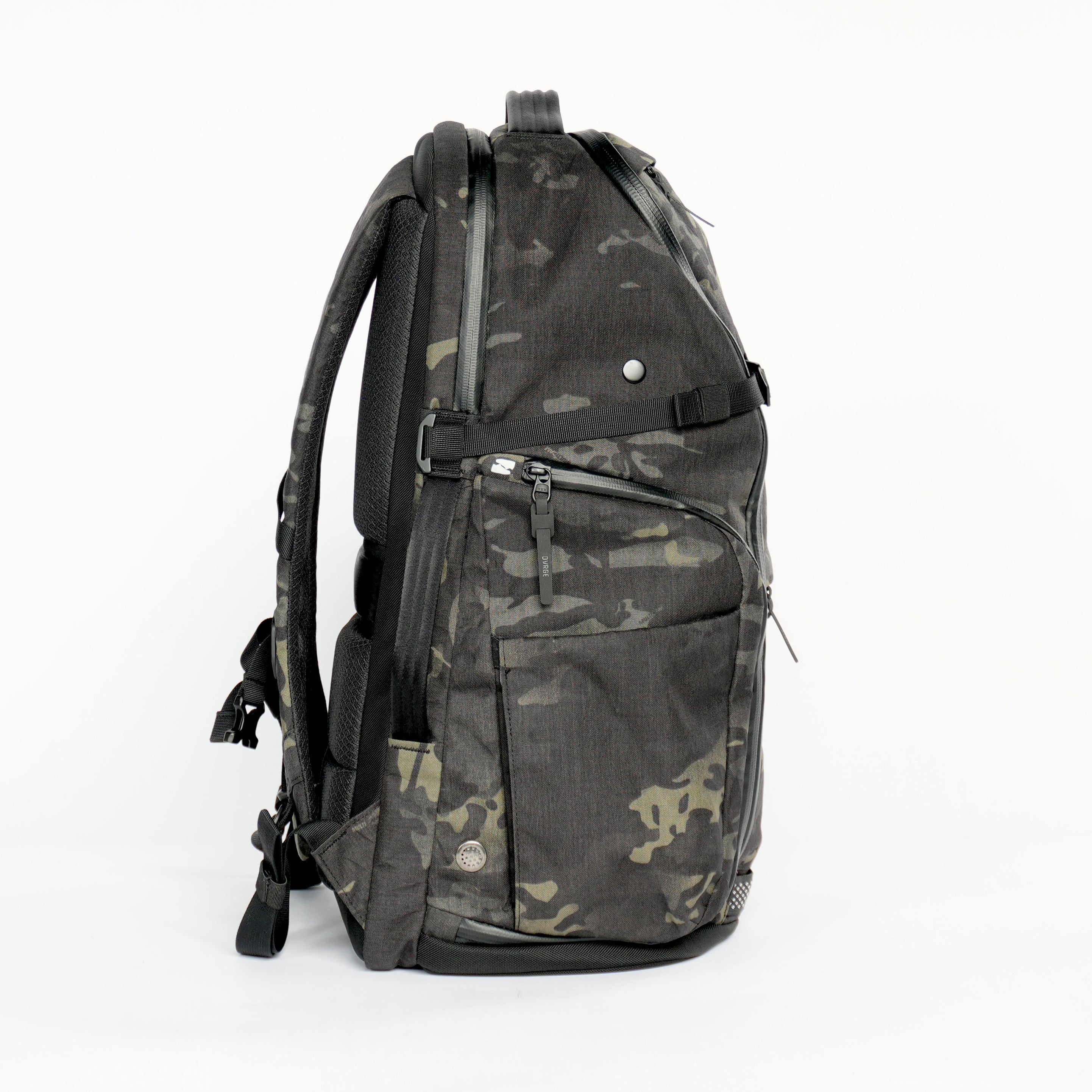 Side view of DVRGE X50 36L – Waterproof X-Pac® X50 Black Multicam® - LIMITED EDITION